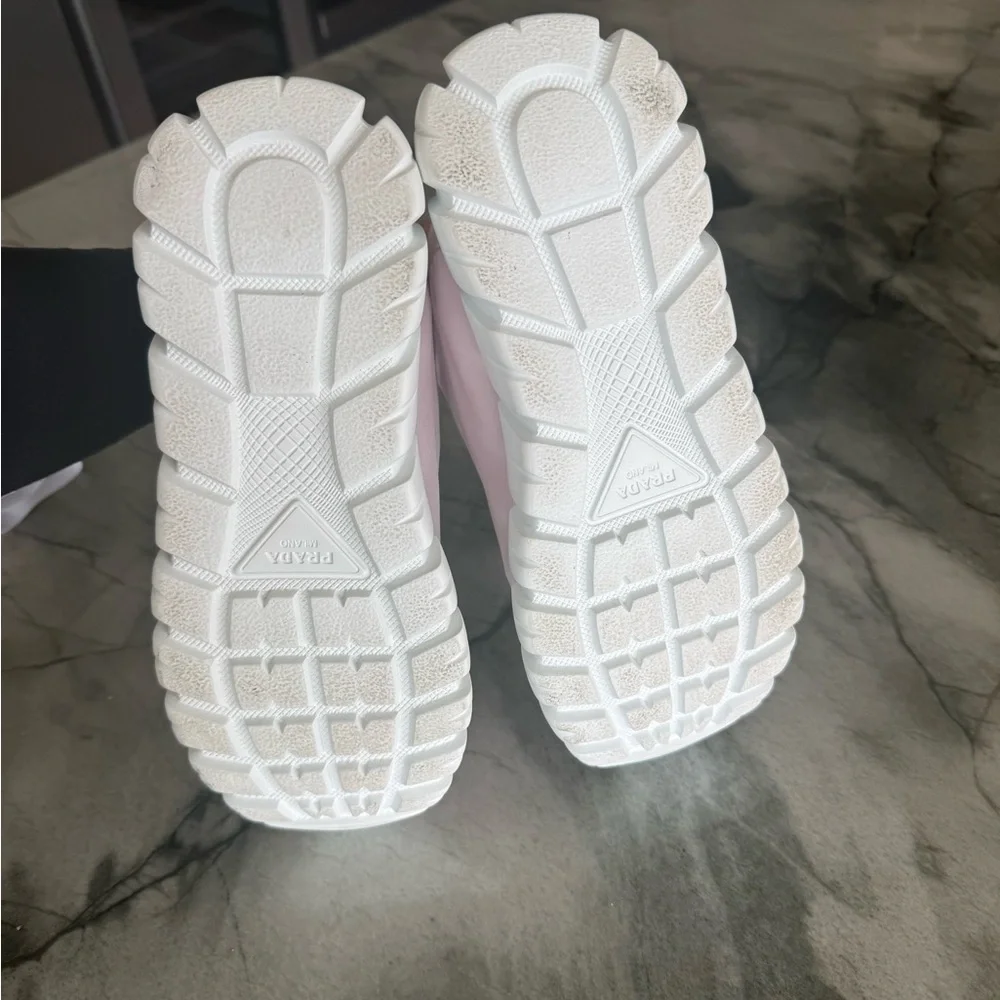 Prada Rush Piuma Nylon Platform High Top Sneakers – Pink/White – Size 36 (US 6)